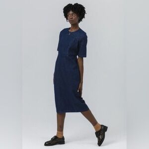 Carleen- Dolly Denim Dress in Dark Rinse. Size L